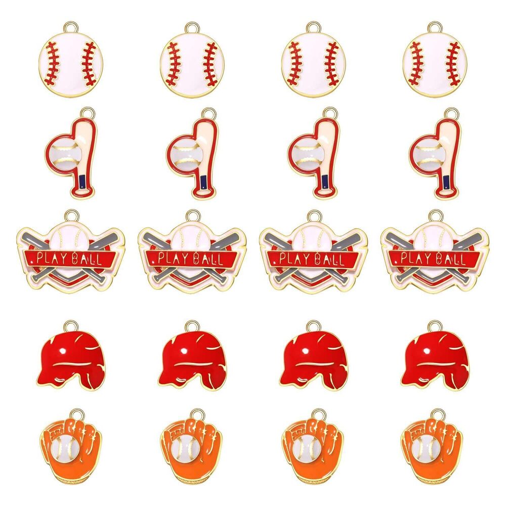 1228 20PCS Sports Charms Enamel Basketball Baseball Pendant Charms